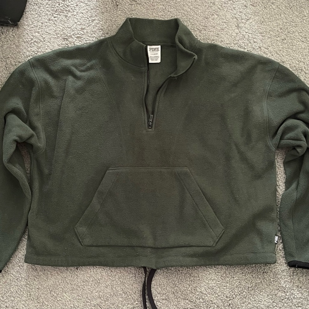 PINK Victoria's Secret Olive Zip-Up Sweater